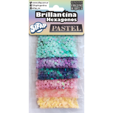 BRILLANTINA SIFAP HEXAGONOS PASTEL x 6u