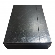 CAJA ESTUCHE CON ELASTICO OFICIO FIBRA NEGRA 8cm