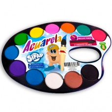 ACUARELA SIFAP CON PINCEL 12 COLORES
