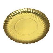 BANDEJA CARTON DORADA REDONDA 21cm Nø12.5 x 50u