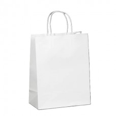 BOLSA PAPEL BLANCA CON MANIJA 18x20x8cm x u