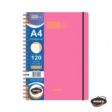 CUADERNO A4 RIDEO CON ELASTICO TAPA PLASTICA RAYADO 120 hj