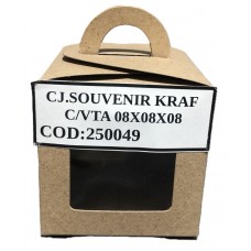 CAJA SOUVENIR KRAFT CON VENTANA  8x8x8cm x 50u