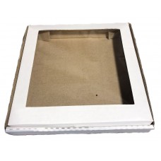 CAJA TORTA MICRO BLANCO/MARRON CON VENTANA 23x23x4.5cm x 100u
