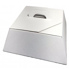 CAJA TORTA MICRO BLANCO/MARRON CON ASA 23.5x23.5x12cm x u