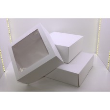CAJA TORTA CARTULINA CON VENTANA 25x25x10cm x 25u