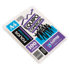FOLIO PP A4 40 mic EQUIPO COMERCIAL x 100u LUMA