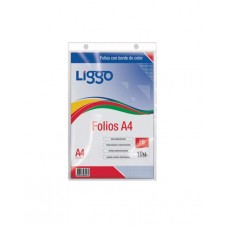 FOLIO PE A4 BORDE COLOR x 10u LIGGO