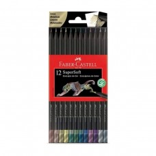 LAPICES COLOR FABER CASTELL SUPERSOFT METALICOS 12u