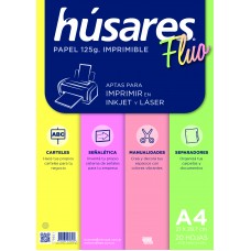PAPEL ESPECIAL A4 125gr HUSARES FLUO COLOR 20 hj