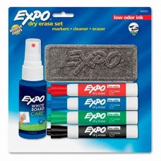 MARCADOR EXPO PIZARRA x 4u + BORRADOR + LIQUIDO