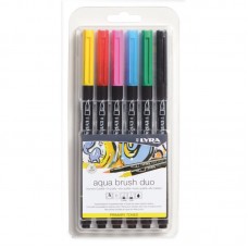 MARCADOR LYRA AQUA BRUSH DUO COLORES PRIMARIOS x 6u