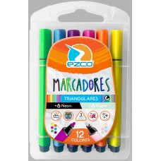 MARCADOR EZCO TRIANGULAR NEON + PASTEL x 12u