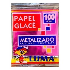 PAPEL GLACE METALIZADO x 100 hj
