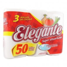 ROLLO COCINA ELEGANTE (927) BLANCO paquete x 3 rollos x 50 paños