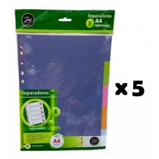 SEPARADOR A4 FW POLIPROPILENO CON SOLAPAS 5 MATERIAS