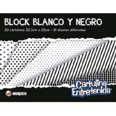 BLOCK CARTULINA 32x25 COLOR BLANCO Y NEGRO 20 hj MURESCO