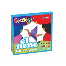 BLOCK CARTULINA 15x15 ORIGAMI BICOLOR 24 hj EL NENE
