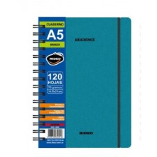 CUADERNO A5 RIDEO CON ELASTICO TAPA PLASTICA CUADRICULADO 120 hj