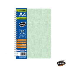 CUADERNO A4 RIDEO TAPA PLASTICA CUADRICULADO 90 hj