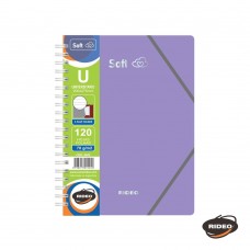 CUADERNO 20x27 RIDEO 3 SOLAPAS TAPA PLASTICA RAYADO 120 hj