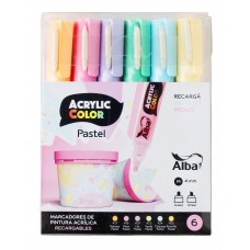 MARCADOR ALBA ACRYLIC M PASTEL x 6u