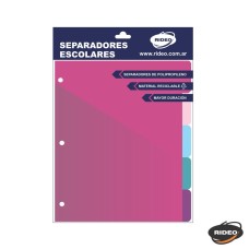 SEPARADOR ESCOLAR Nø3 RIDEO POLIPROPILENO CON SOBRE/SOLAPAS 5 MATERIAS