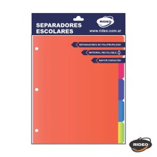SEPARADOR ESCOLAR Nø3 RIDEO POLIPROPILENO CON SOLAPAS 5 MATERIAS