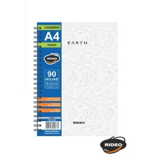 CUADERNO A4 RIDEO TAPA PLASTICA RAYADO 90 hj