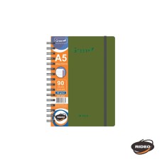 CUADERNO A5 RIDEO CON ELASTICO TAPA PLASTICA  CUADRICULADO 90 hj