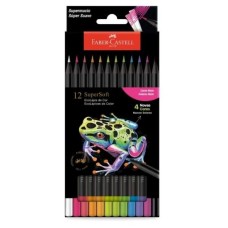 LAPICES COLOR FABER CASTELL SUPERSOFT NEON x 12u
