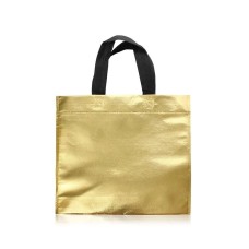 BOLSA TELA METALIZADA 30x30cm DORADA CON ASA x 10u