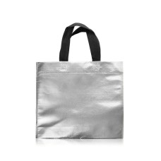 BOLSA TELA METALIZADA 30x30cm PLATEADA CON ASA x 10u