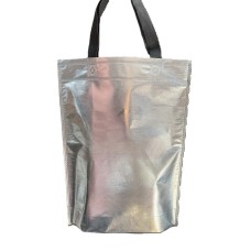 BOLSA TELA METALIZADA 30x40cm PLATEADA CON ASA x 10u