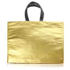 BOLSA TELA METALIZADA 45x40cm DORADA CON ASA x 10u