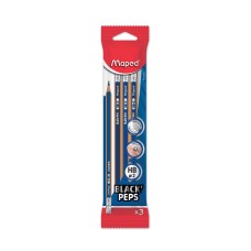 LAPIZ NEGRO MAPED CON GOMA HB blister x 3u