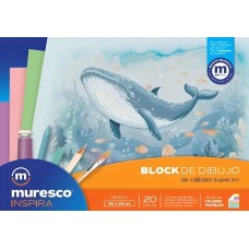 BLOCK DE DIBUJO 32x23 COLORES PASTELES 20 hj MURESCO