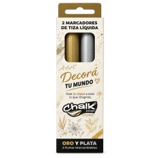 MARCADOR TRABI CHALK POP ORO/PLATA x 2u
